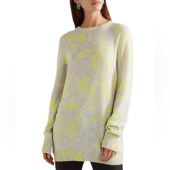 NWOT Equipment Rei Intarsia Cashmere Sweater in Chartreuse Small - Picture 1 of 11